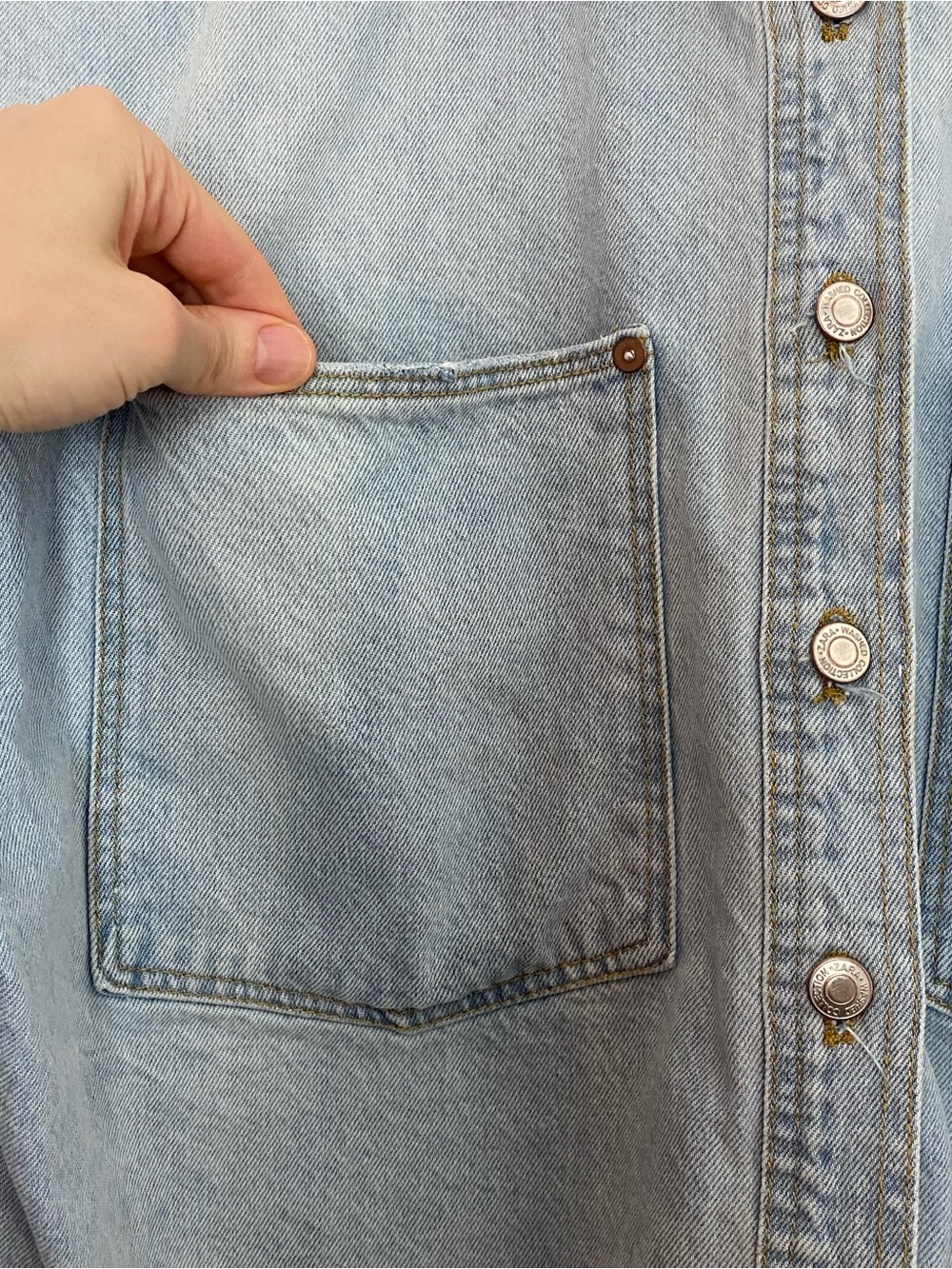 Zara Jean Jacket Shacket Womens Size XL Light Blue Denim Shirt Relaxed Fit - Picture 4 of 9